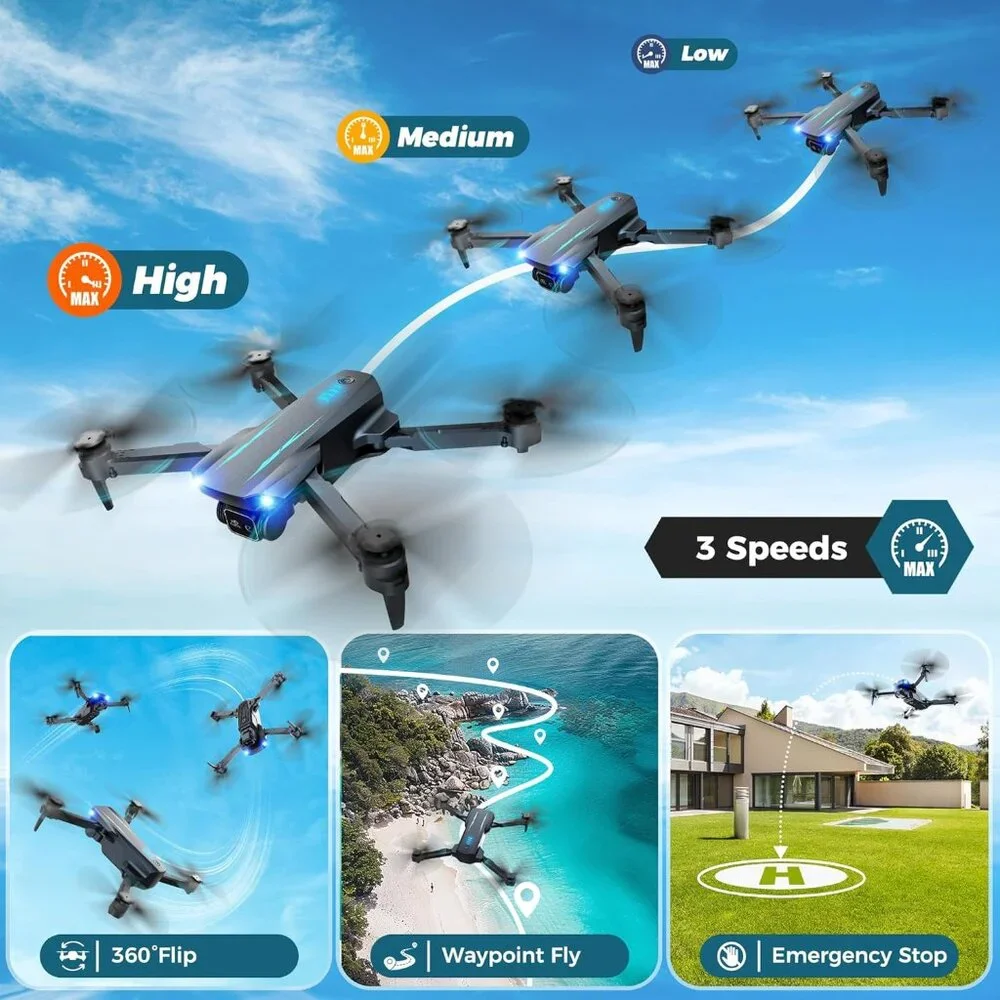 Drone Camera 1080P HD FPV Camera, ne Key Take Off/Land, Altitude Hold, 360 Flip